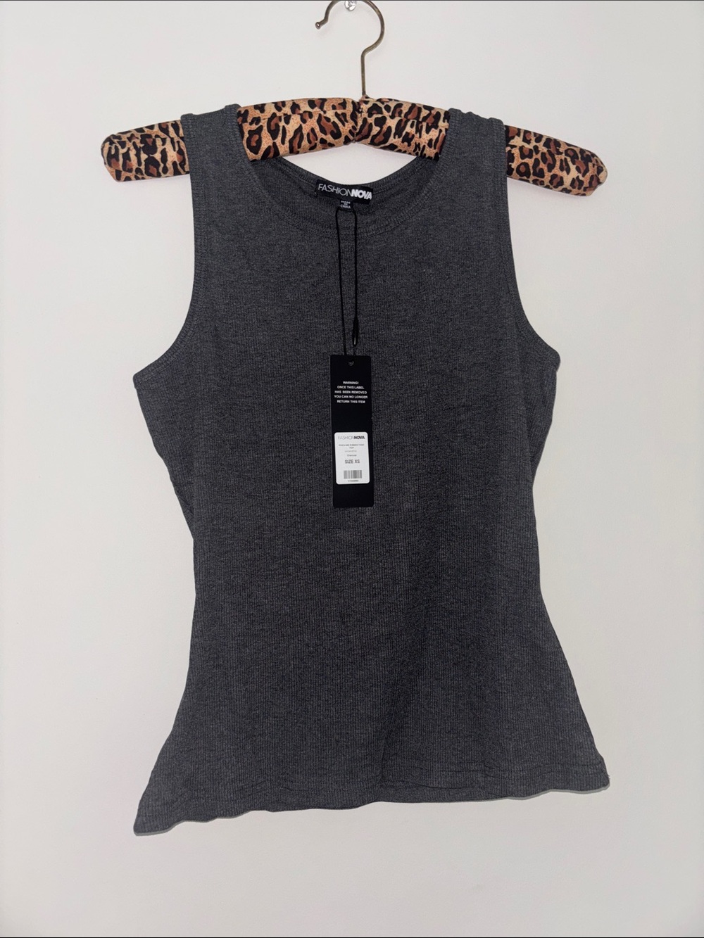 Fashion Nova Charcoal Ribbed Tank - Dark Gray Sleeveless Top